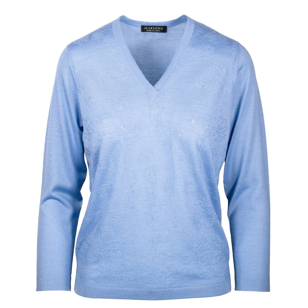 Marlowe Cashmere Floral V-Neck Sweater | size large